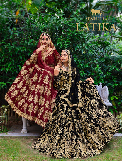 Latika Senhora Velvet Bridal Lehenga Choli
