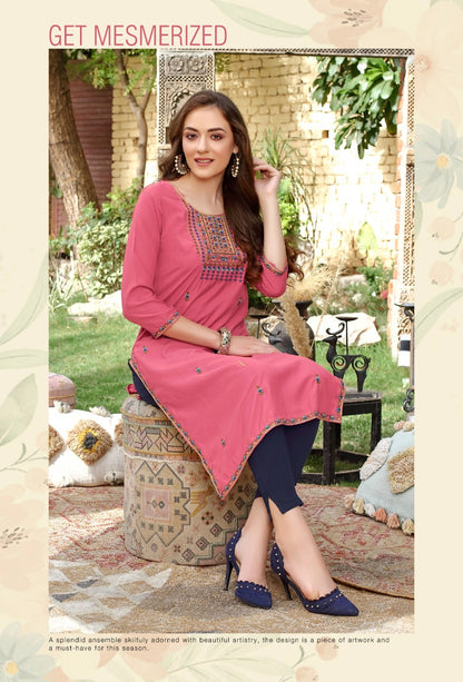 Laveena Rangmaya Imported Long Straight Kurti
