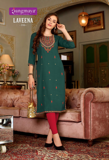 Laveena Rangmaya Imported Long Straight Kurti