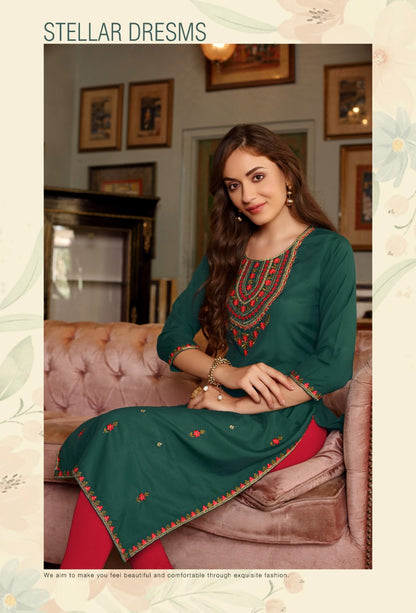 Laveena Rangmaya Imported Long Straight Kurti