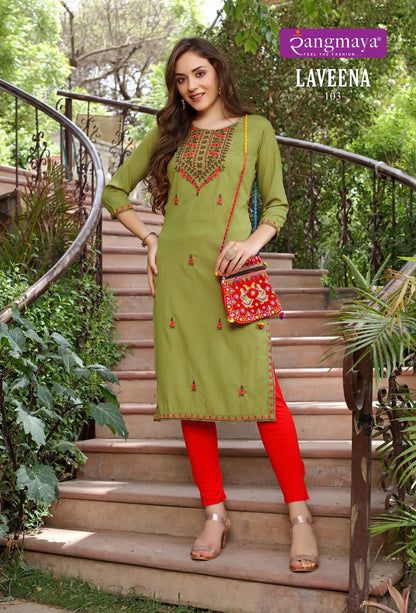 Laveena Rangmaya Imported Long Straight Kurti