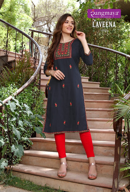 Laveena Rangmaya Imported Long Straight Kurti