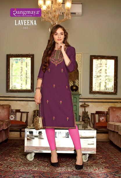 Laveena Rangmaya Imported Long Straight Kurti