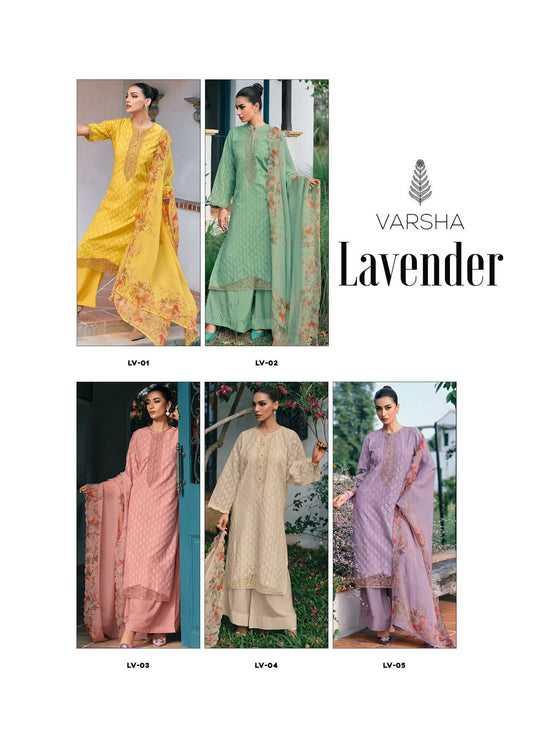 Lavender Varsha Fashions Cotton Pant Style Suits