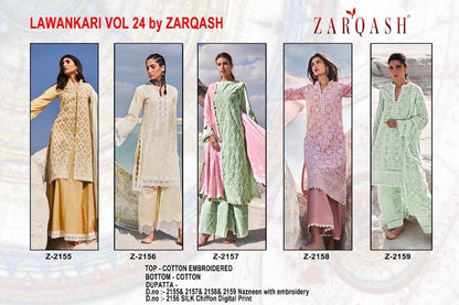 Lawankari Vol 24 Zarqash Cotton Pakistani Salwar Suits