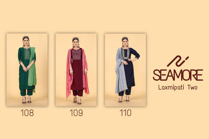 Laxmipati Two Seamore Chinon Silk Readymade Pant Style Suits