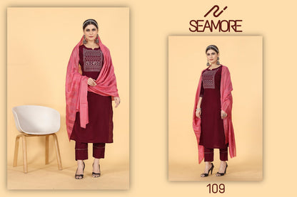 Laxmipati Two Seamore Chinon Silk Readymade Pant Style Suits