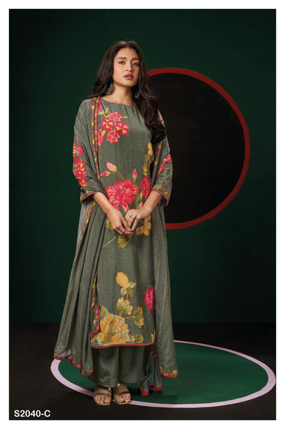 Leida 2040 Ganga Silk Plazzo Style Suits