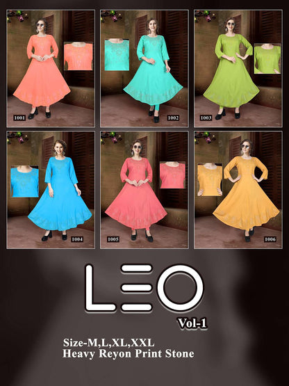 Leo Vol 1 Kavinay Rayon Anarkali Kurtis