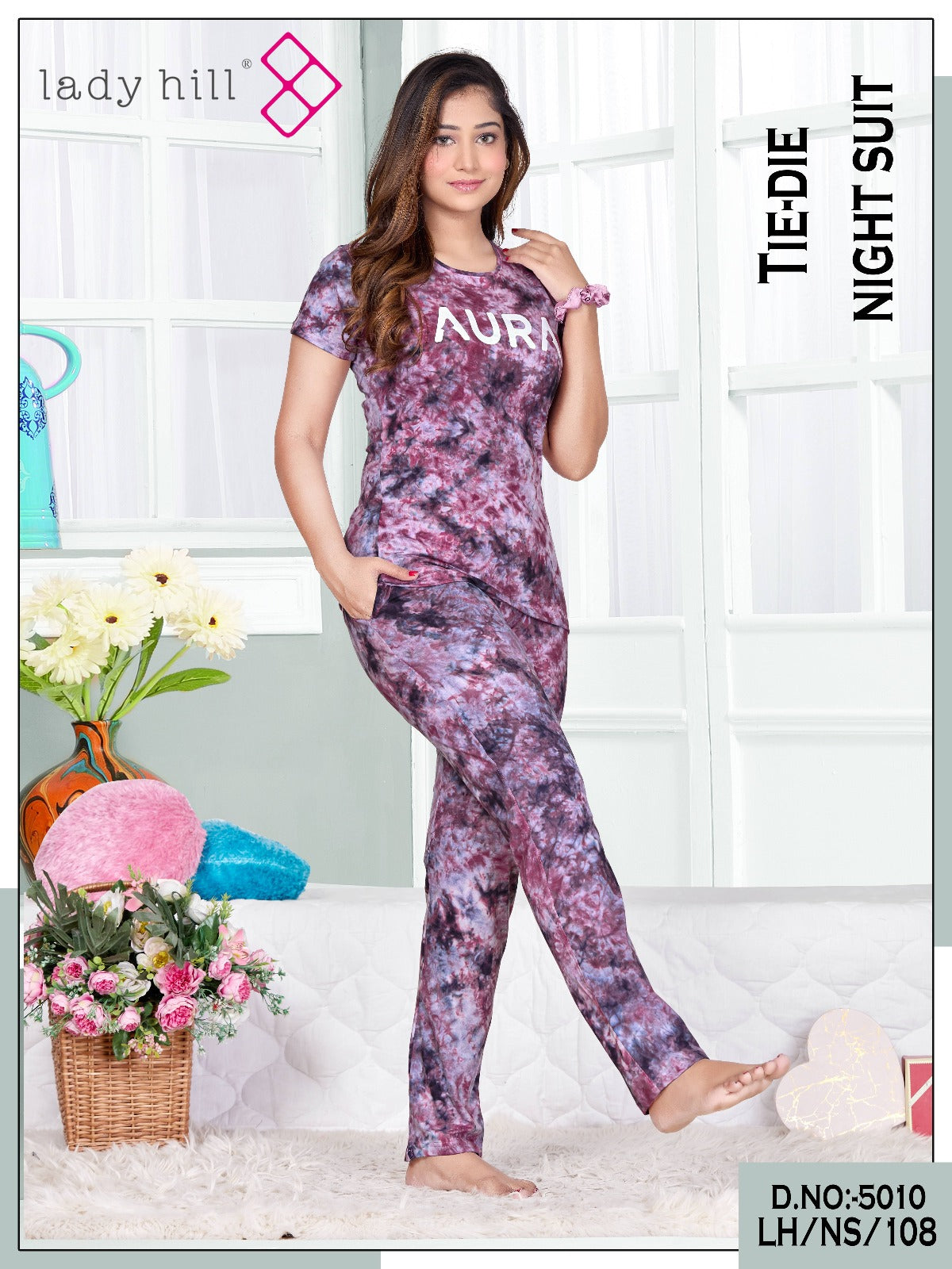 Lh Ns 108 5010 Lady Hill Tie Die Pyjama Night Suits