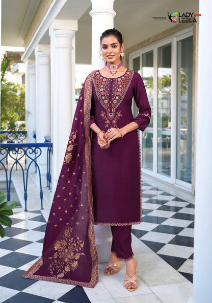 Libaas E Ishq Ladyleela Viscose Silk Readymade Pant Style Suits