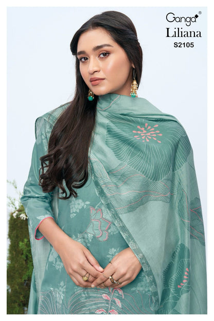 Liliana 2105 Ganga Cotton Silk Plazzo Style Suits