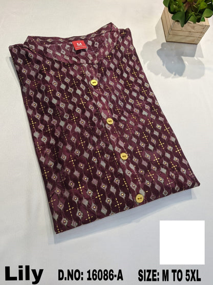 Lily-A Zoya Chanderi Modal Knee Length Kurtis