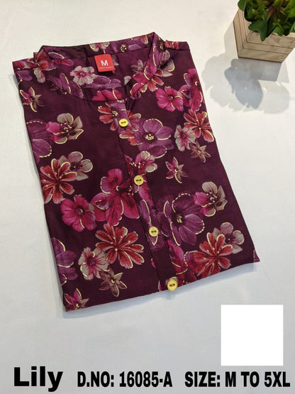 Lily-A Zoya Chanderi Modal Knee Length Kurtis