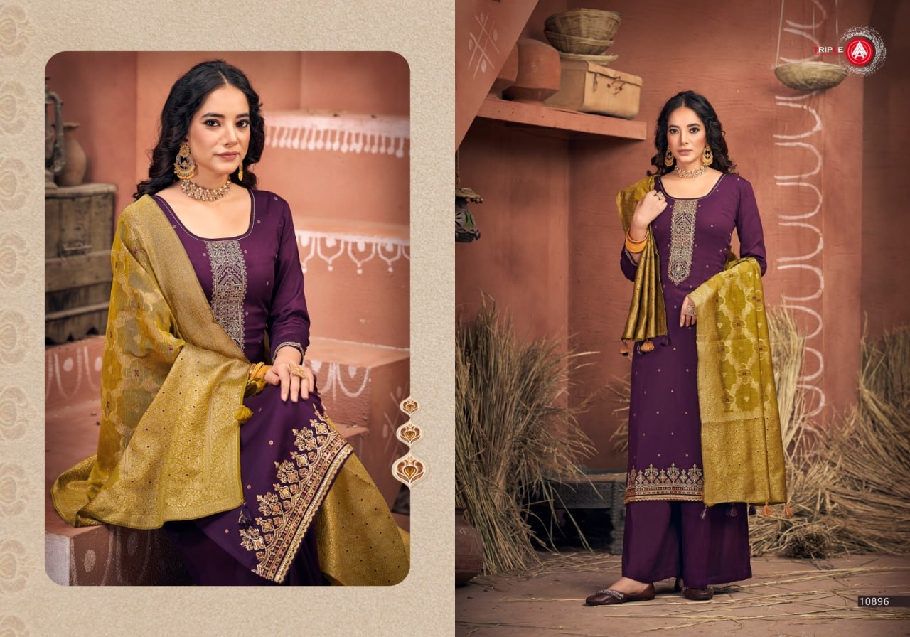 Lisha Triple Aaa Jam Cotton Plazzo Style Suits