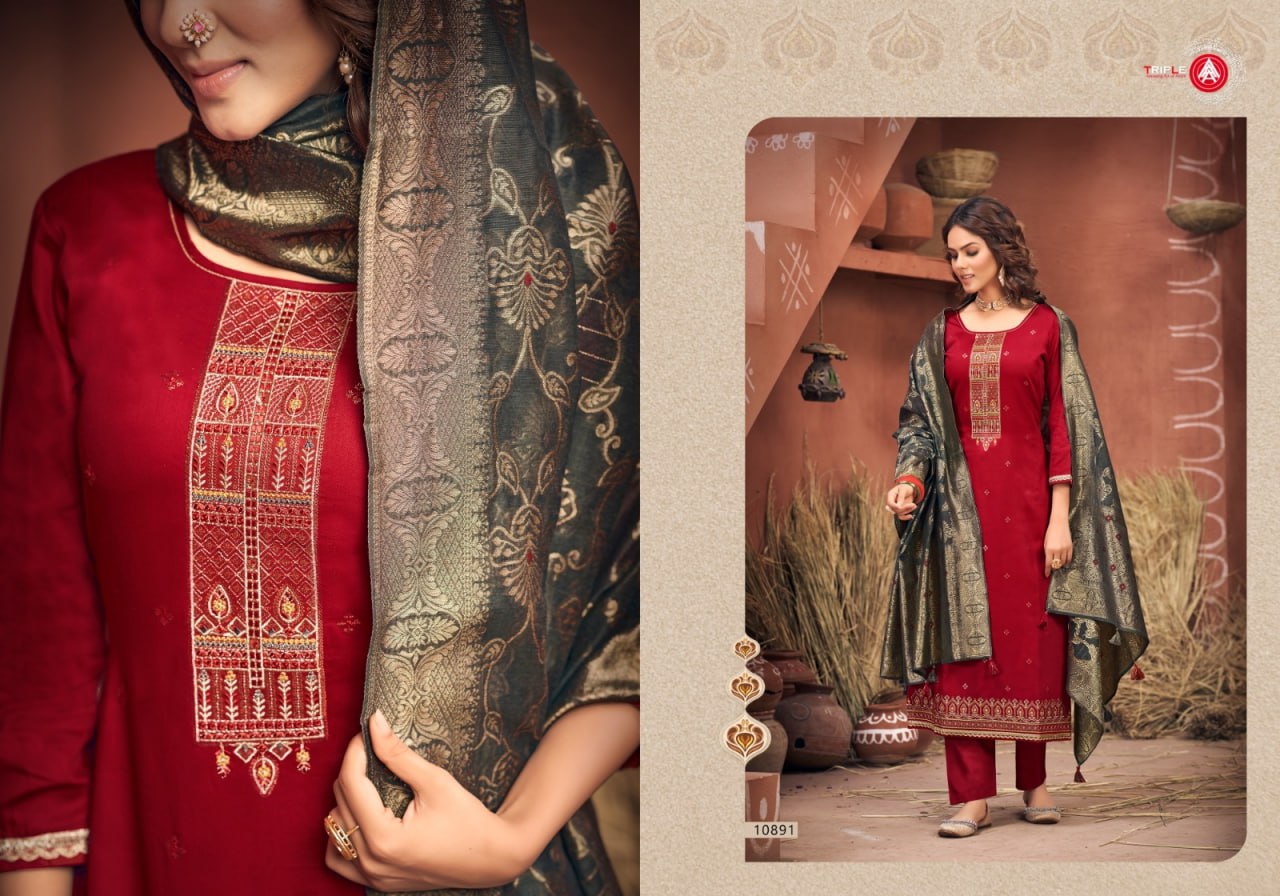 Lisha Triple Aaa Jam Cotton Plazzo Style Suits