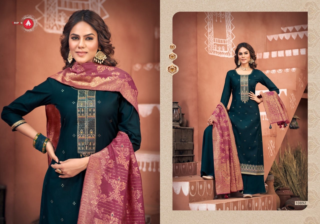 Lisha Triple Aaa Jam Cotton Plazzo Style Suits