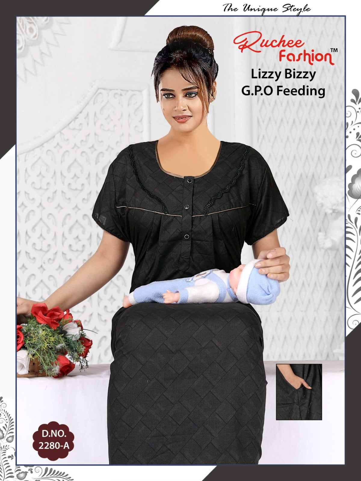 Lizzy Bizzy-2702 Ruchee Fashion Feeding Night Gown