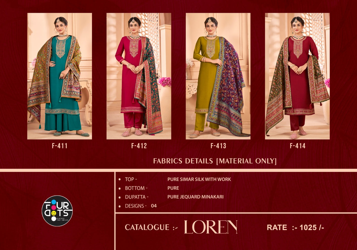 Loren Four Dots Simmer Plazzo Style Suits