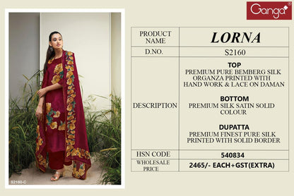 Lorna 2160 Ganga Bemberg Silk Plazzo Style Suits