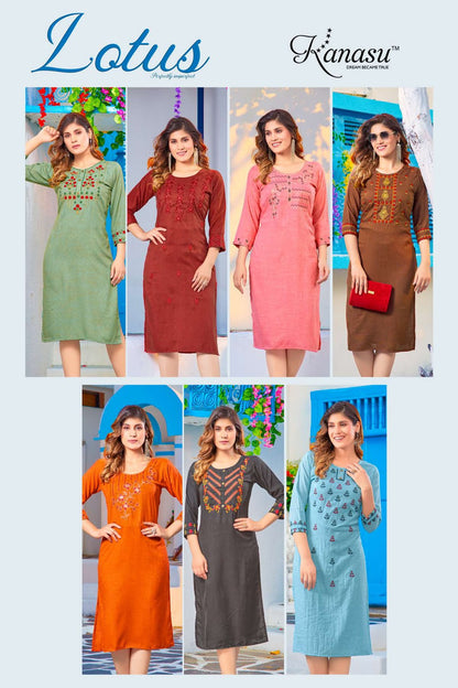 Lotus Kanasu Rayon Knee Length Kurtis