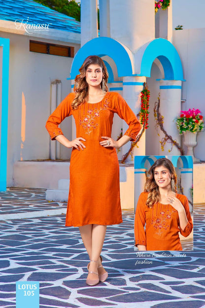 Lotus Kanasu Rayon Knee Length Kurtis