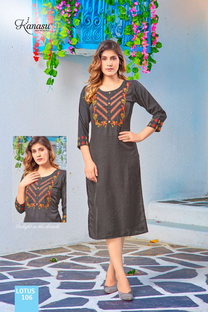 Lotus Kanasu Rayon Knee Length Kurtis