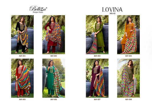 Lovina Vol 2 Belliza Designer Studio Viscose Rayon Pant Style Suits