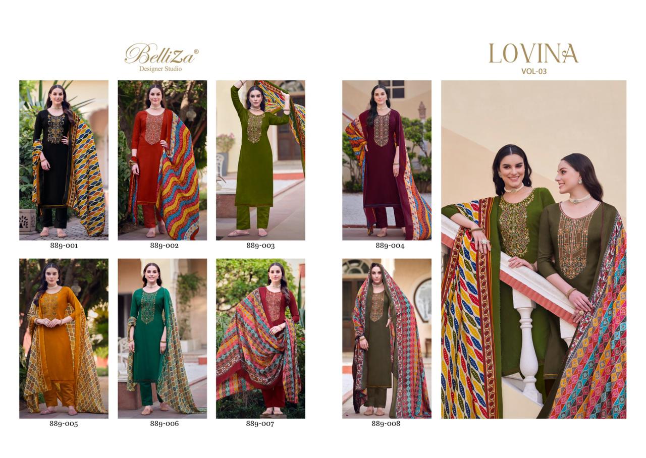 Lovina Vol 3 Belliza Designer Studio Viscose Rayon Pant Style Suits