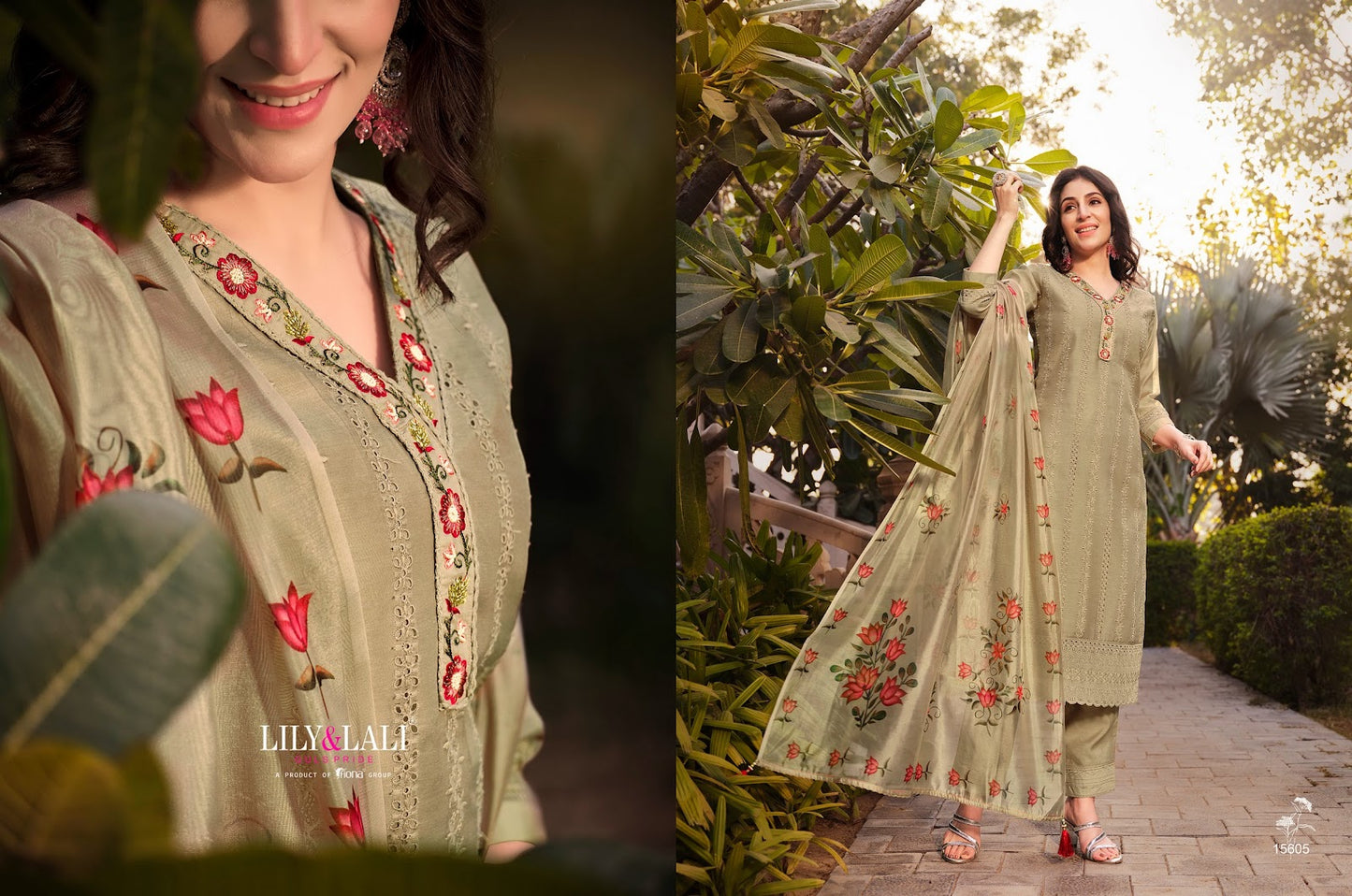 Lucknowi-3 Lily Lali Chanderi Silk Readymade Pant Style Suits
