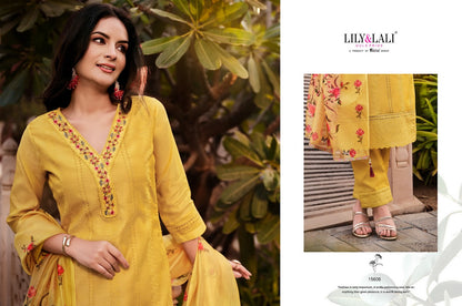 Lucknowi-3 Lily Lali Chanderi Silk Readymade Pant Style Suits