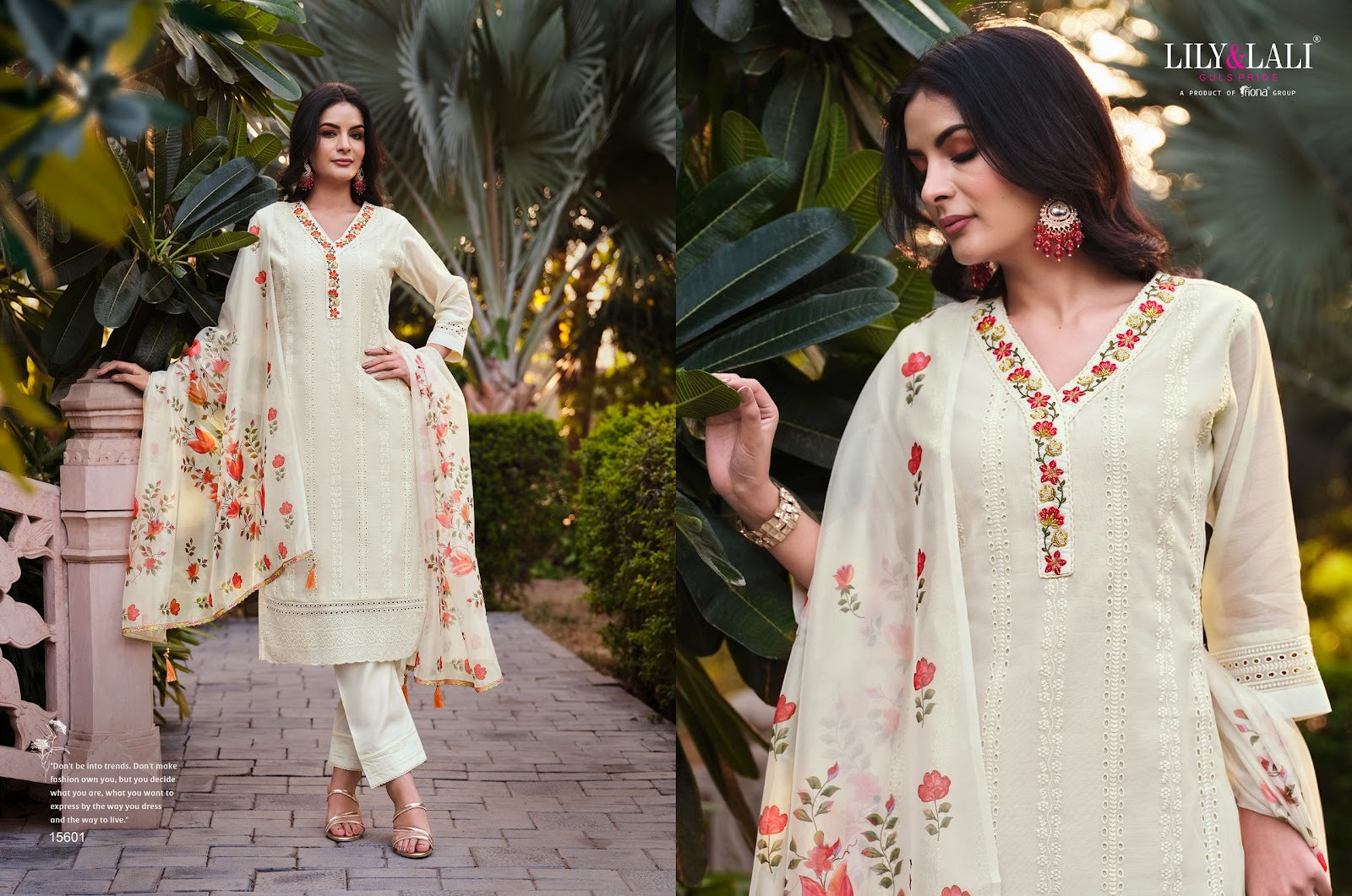 Lucknowi-3 Lily Lali Chanderi Silk Readymade Pant Style Suits