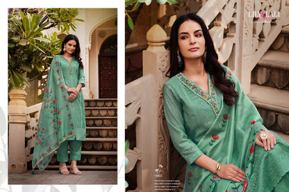 Lucknowi-3 Lily Lali Chanderi Silk Readymade Pant Style Suits