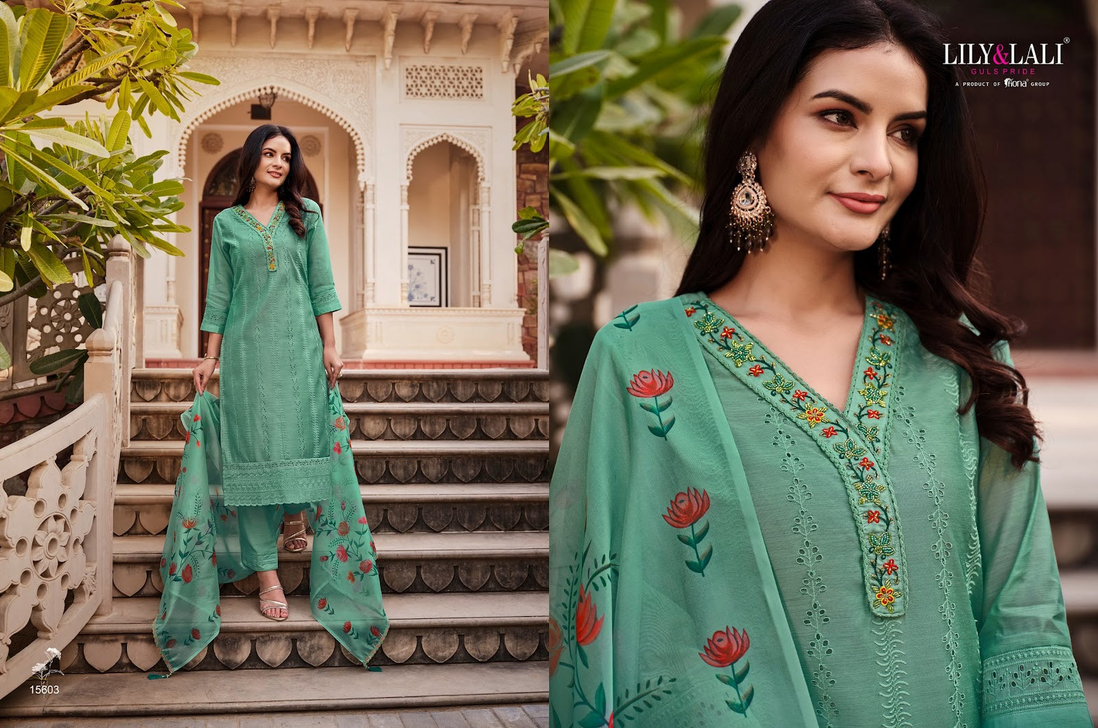 Lucknowi-3 Lily Lali Chanderi Silk Readymade Pant Style Suits