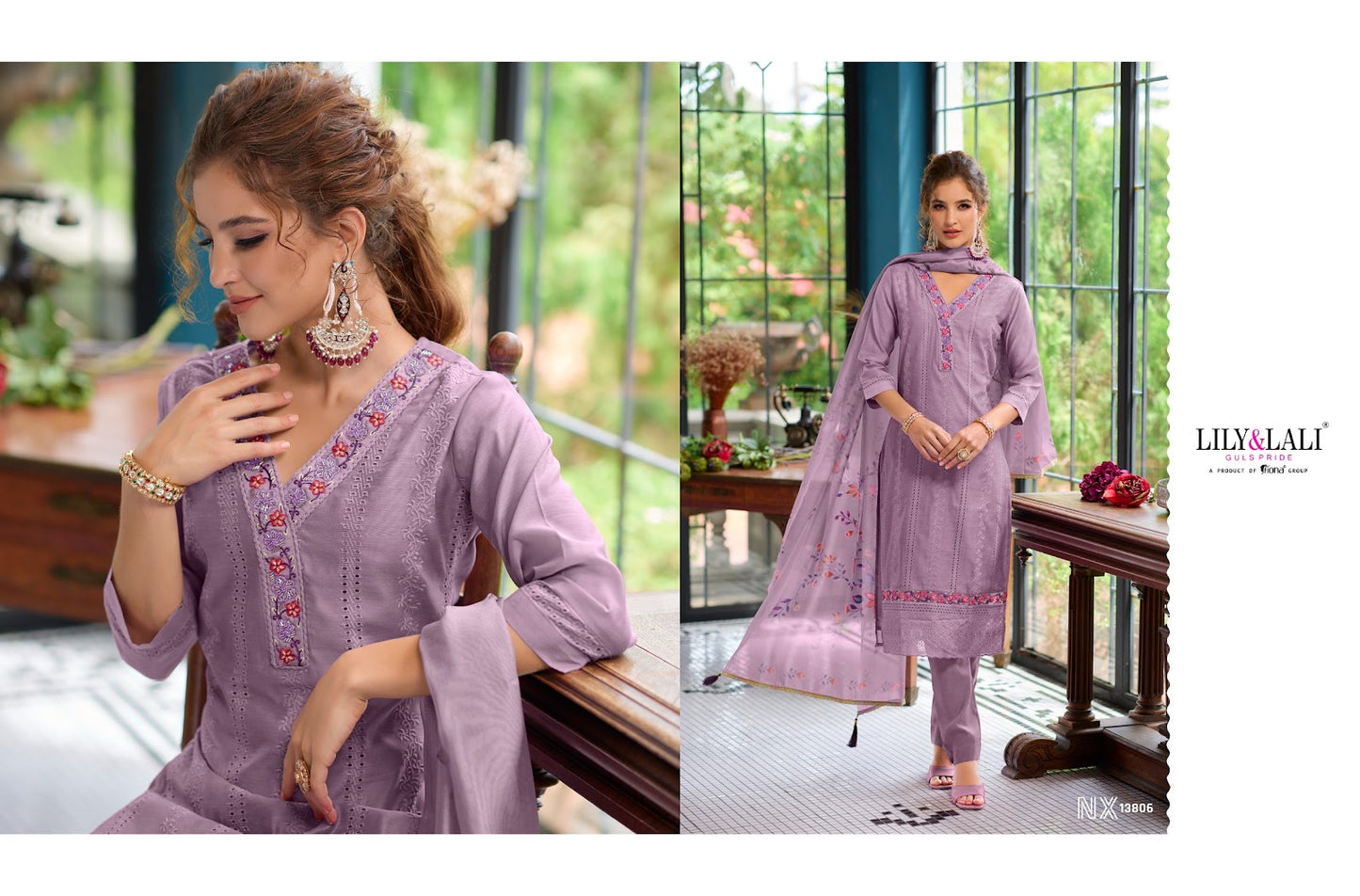 Lucknowi Nx Lily Lali Chanderi Silk Readymade Pant Style Suits