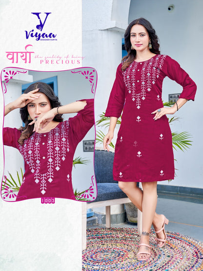Lucknowi Viyaa Modal Chanderi Knee Length Kurtis