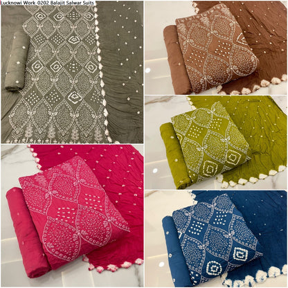 Lucknowi Work-0202 Balajit Cotton Sartin Salwar Suits