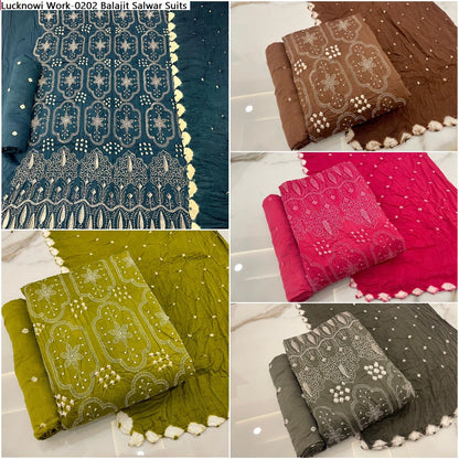Lucknowi Work-0202 Balajit Cotton Sartin Salwar Suits