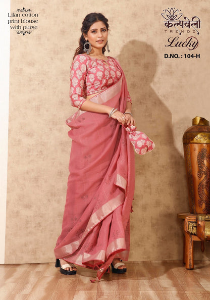 Lucky-104 Kalpveli Cotton Linen Sarees