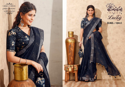 Lucky-104 Kalpveli Cotton Linen Sarees