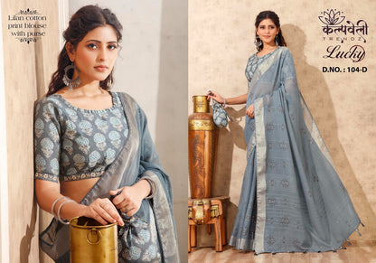 Lucky-104 Kalpveli Cotton Linen Sarees