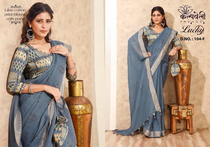 Lucky-104 Kalpveli Cotton Linen Sarees