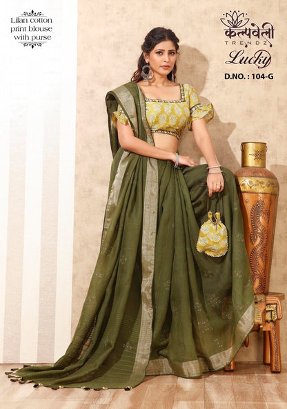 Lucky-104 Kalpveli Cotton Linen Sarees