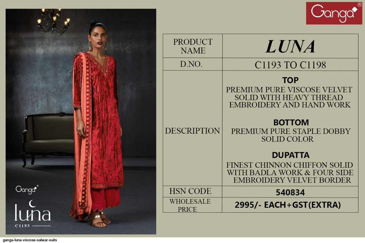 Luna Ganga Viscose Velvet Suits