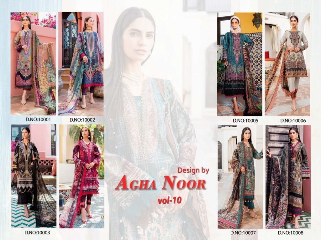 Luxury Lawn Collection Vol 10 Agha Noor Karachi Salwar Suits