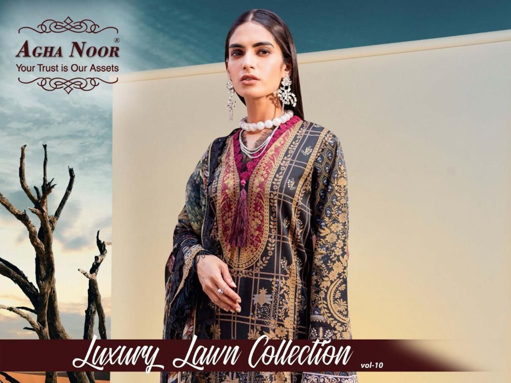 Luxury Lawn Collection Vol 10 Agha Noor Karachi Salwar Suits
