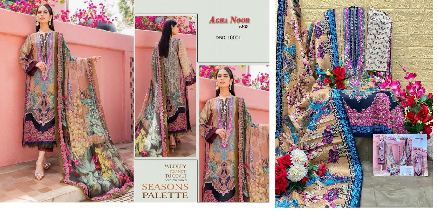 Luxury Lawn Collection Vol 10 Agha Noor Karachi Salwar Suits
