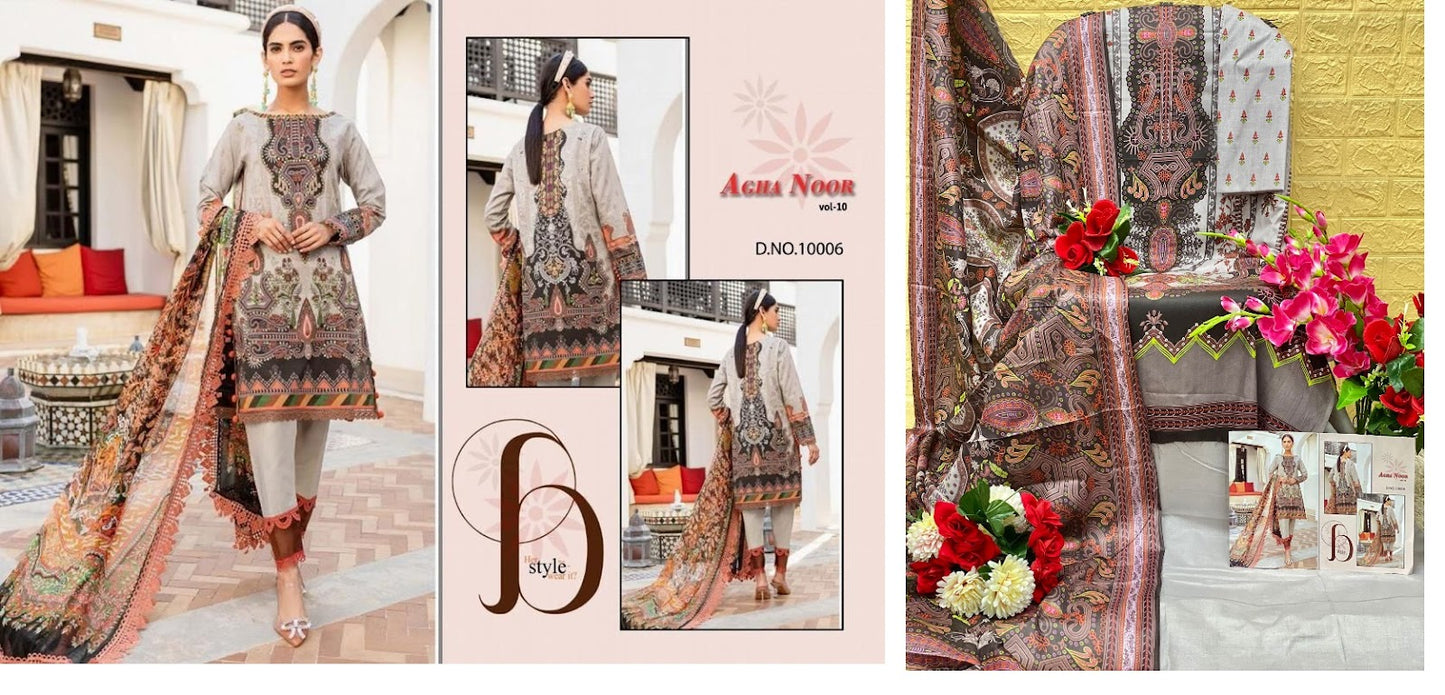 Luxury Lawn Collection Vol 10 Agha Noor Karachi Salwar Suits