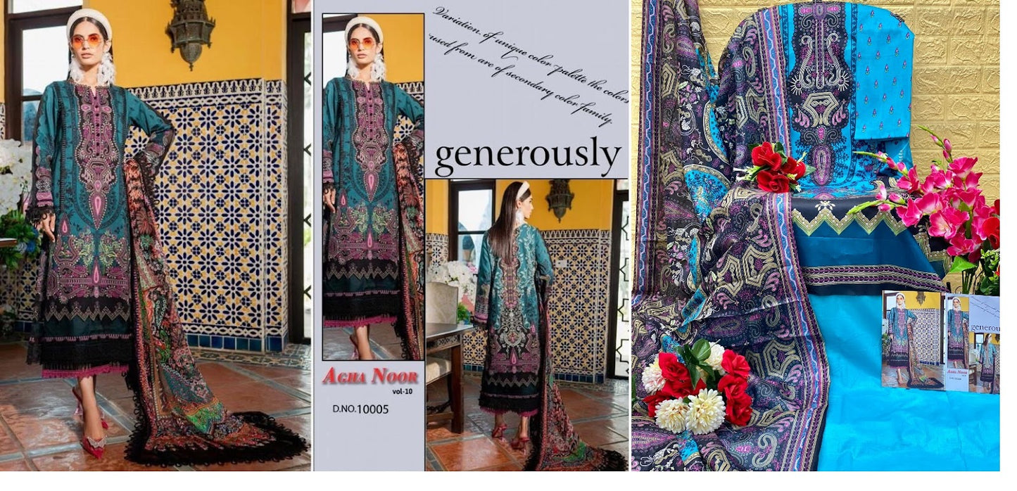 Luxury Lawn Collection Vol 10 Agha Noor Karachi Salwar Suits