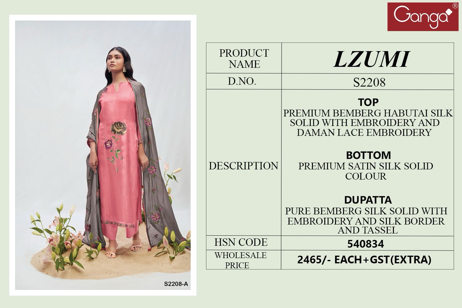 Lzumi 2208 Ganga Habutai Silk Plazzo Style Suits